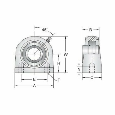 Ami Bearings SINGLE ROW BALL BEARING - 1-1/2 IN. STAINLESS SET SCREW STAINLESS TAPPED BASE PLW BLK MUCTB208-24